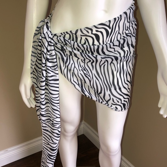 Scarf Wrap Sarong Zebra Print Bathing Suit Bikini Cover Up Summer Essential NEW! - Picture 6 of 8